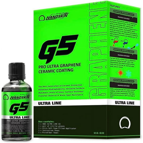 Nanoskin Ultra Line G5 Ultra Graphene Ceramic Coating – Durable Ceramic Paint Coating for Car Detailing | Apply After Car Wash, Clay Bar, Car Polisher | For Cars, Trucks, Boats, RV, Motorcycles & More