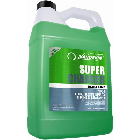 Nanoskin Ultra Line SUPER CHARGER SiO2 Touchless Spray-On/Rinse-Off Sealant 1 Gallon- Car Wash Paint & Glass Spray for Car Detailing | Safe for Cars, Trucks, Motorcycles, RVs & More | 100:1 Dilution