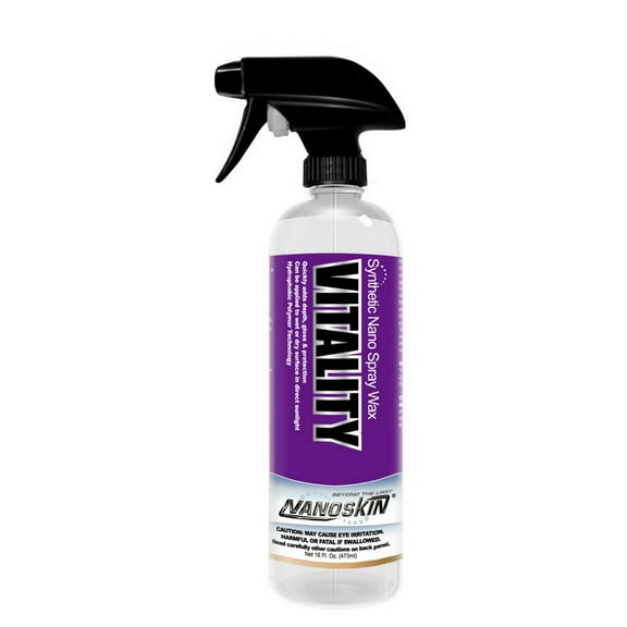 Nanoskin VITALITY Nano Spray Wax with Carnauba 16 Oz. - Instant Mist on Wipe Off Deep Shine and Durable Protection | Use After Car Wash, Clay Bar, Car Polisher | Cars, Trucks, Motorcycles, Hot Rods