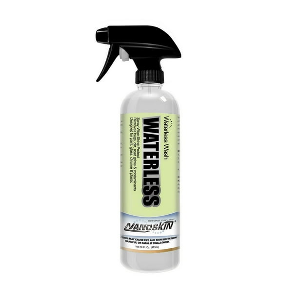 Nanoskin WATERLESS Wash 16 oz - Advanced Rinseless Cleaning Spray with Gloss Enhancer and Amplifier | For Paint, Glass, Chrome, Plastic, Metal, Countertops, Desks, Machinery and More