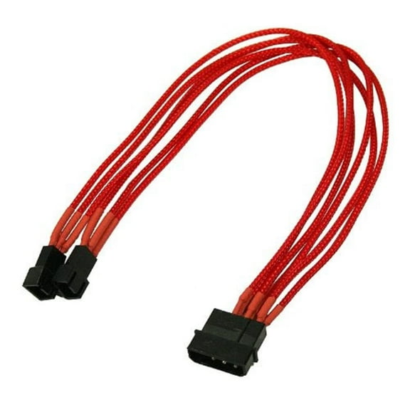 Nanoxia 900300015 4-Pin Molex -> 2X 3-Pin Adapterkabel, 30 cm, Roter Einzelsleeve