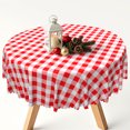 thumbnail image 1 of Nanqianyi 60" Round Red White Check Tablecloth,Farmhouse Style Table Cover for Christmas Gathering, 1 of 4