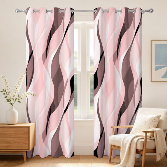 Nanqianyi Abstract Wavy Blackout Curtains For Girls room,Thermal Insulated,2 Panels,Grommet Top,42x63 Inch