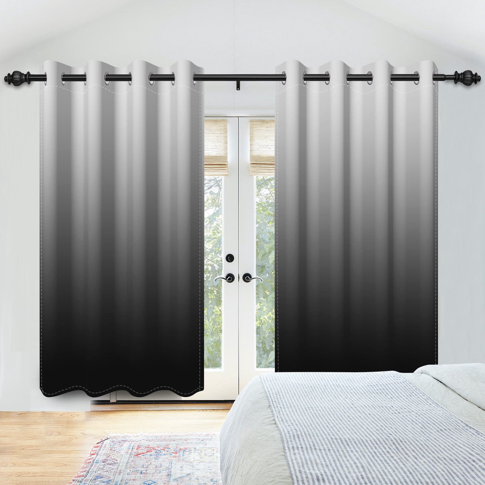 Nanqianyi Black Ombre Blackout Curtains with Grommet, Room Darkening Window Drapes for Living Room/Bedroom,2 Panels, 42x96 inches