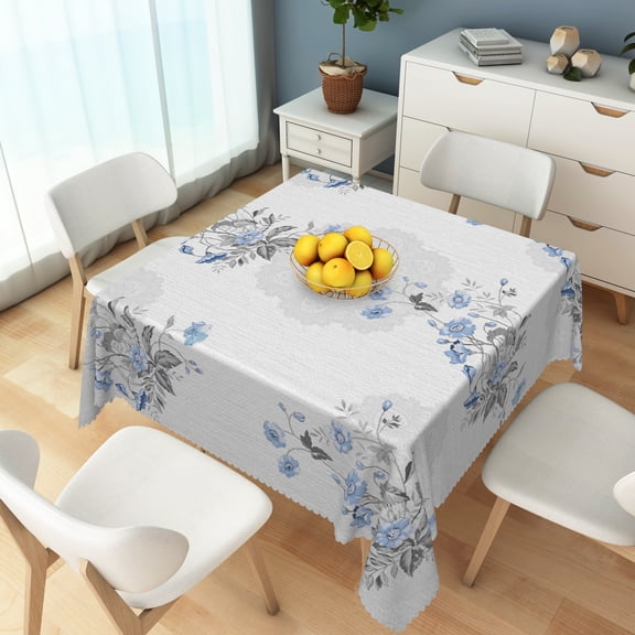 Nanqianyi Blue And White Floral Square Tablecloth, Washable Table Covers for Kitchen Dining Party Farmhouse Decor,52x52 Inch