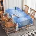 thumbnail image 1 of Nanqianyi Blue Christmas Tablecloth 60x84 Inches, Winter Snowman XMAS Trees Pattern Waterproof Table Cloth For Christmas Dining Decor, 1 of 11