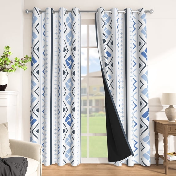 Nanqianyi Blue Striped Blackout Curtains,2 Panels,42x63 Inch,Grommet Top,Thermal Insulated