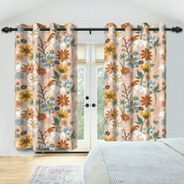 Nanqianyi Boho Floral Blackout Curtains Bedroom & Living Room, Colorful Flower Pattern 42"W x 84"L, 2 Panels