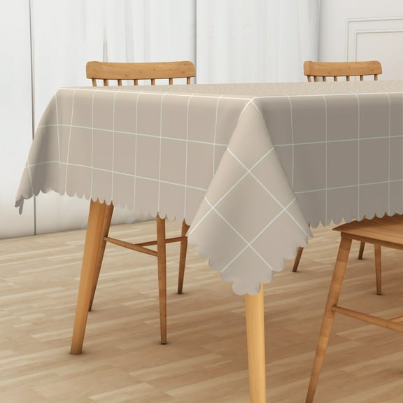 Nanqianyi Brown Checkered Rectangular Tablecloth for 60 x 102 inch, Waterproof Wipeable Table Cover for Kitchen Table, Indoor and Outdoor