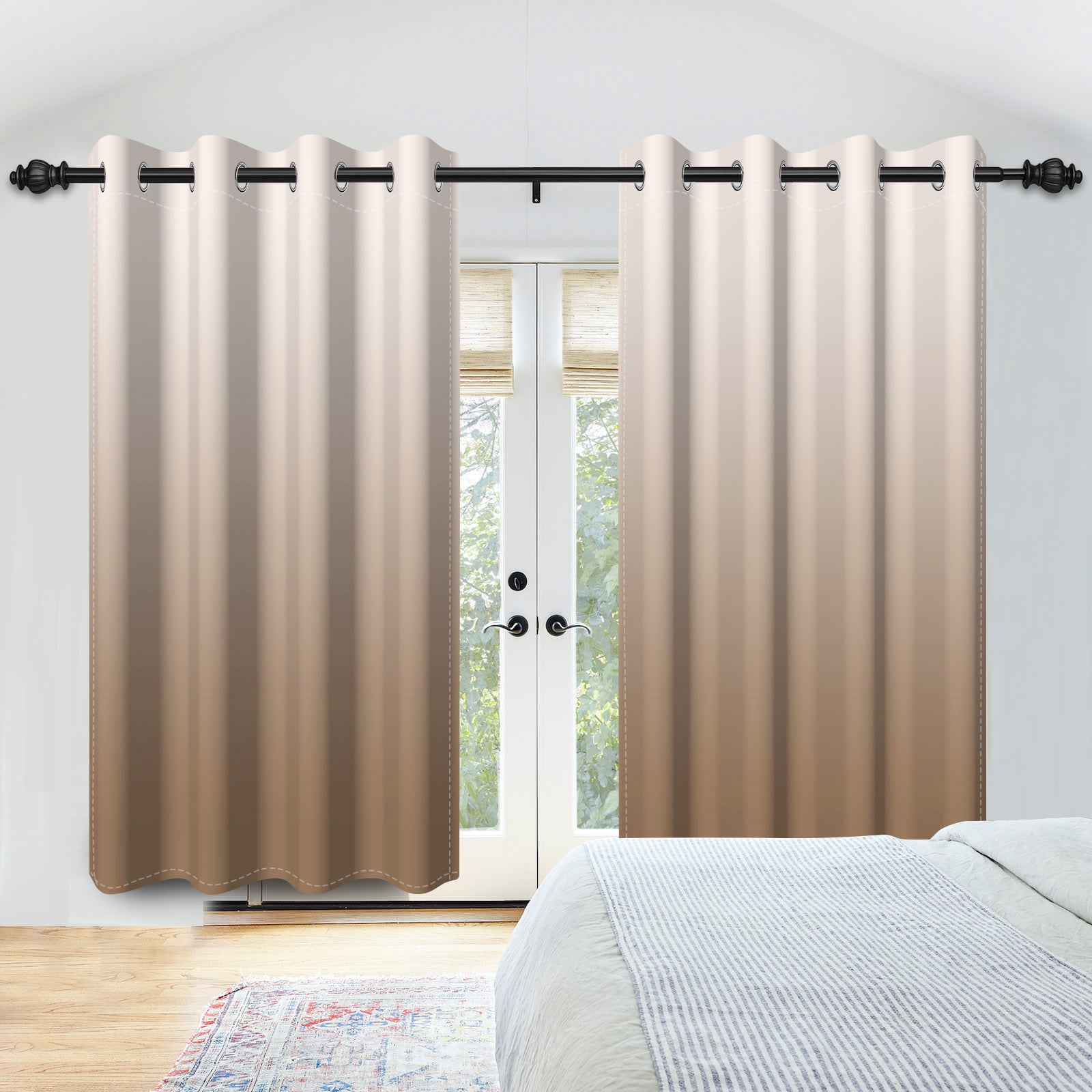 Nanqianyi Brown Ombre Blackout Curtains with Grommet, Room Darkening Window Drapes for Living Room/Bedroom,2 Panels, 42x96 inches