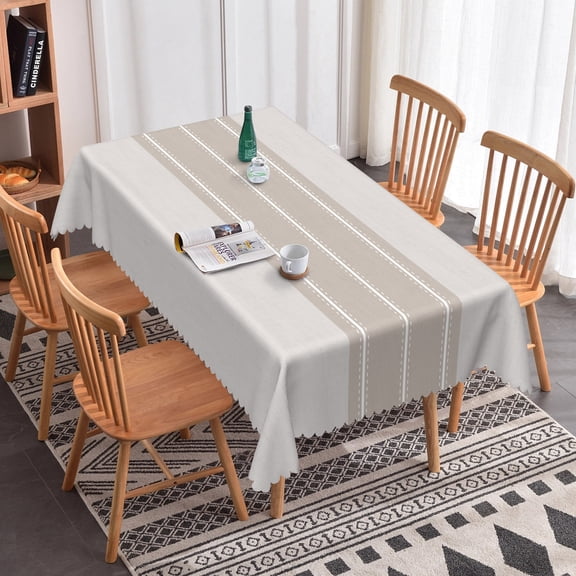 Nanqianyi Brown Striped Rectangular Tablecloth 54 x 72 inch Waterproof Polyester Dining Tablecloth for Party Banquet