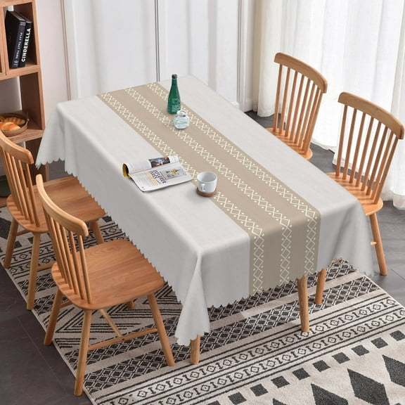 Nanqianyi Brown Striped Rectangular Tablecloth 54 x 72 inch Waterproof Polyester Dining Tablecloth for Party Banquet