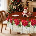 thumbnail image 1 of Nanqianyi Christmas Poinsettia Plaid Round Tablecloth,60 Inch,Washable Table Cover For Family Party Dinning Decor, 1 of 6