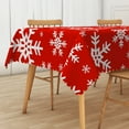 thumbnail image 1 of Nanqianyi Christmas Rectangular Tablecloth 60×84 Inch, Winter White Snowflakes Red Washable Table Cover for Christmas Family Gathering, 1 of 6