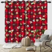 Nanqianyi Christmas Santa Snowflakes Red Plaid Blackout Curtains for Living Room Window Decoration, 42x84 inch 2 Panels