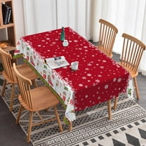 Nanqianyi Christmas Snowflake Tablecloth 60×84 Inch Rectangular, Winter Snowman Red Truck Candy Table Cloths for Party Picnic Dinner Decor
