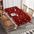 thumbnail image 1 of Nanqianyi Christmas Tablecloth 60x84 Inches for Rectangle Tables, Red Black Plaid Snowflakes Printed Table Cloth for Holiday Party Decorations, 1 of 11