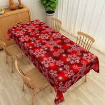 Nanqianyi Christmas Tablecloth Rectangle 60 x 102 inch Red Snowflake Print Pattern Washable Tablecloths for Christmas Family Dining Table Cloth
