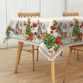 thumbnail image 1 of Nanqianyi Christmas Tablecloth Snowman Santa Rectangle Tablecloth 60 x 102 inch, Gold Snowflake Print Table Cover for Christmas Family Gathering, 1 of 6