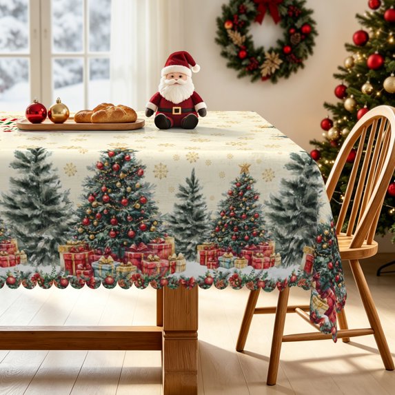 Nanqianyi Christmas Tree Gift Tablecloth,Waterproof Rectangle Dining Table Cover,60x120 Inch