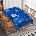 thumbnail image 1 of Nanqianyi Christmas Winter Snowflake Tablecloth 60 x 84 Inch for Rectangle, Blue Snowflakes Water Proof Table Cloth for Xmas Dinner Decor, 1 of 11