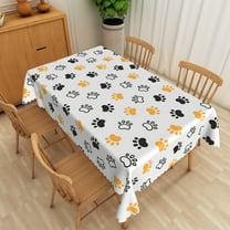 Nanqianyi Cute Paw Pattern Tablecloth 60" x 84" Washable Rectangle Table Cover for Pet Party Picnic Decor