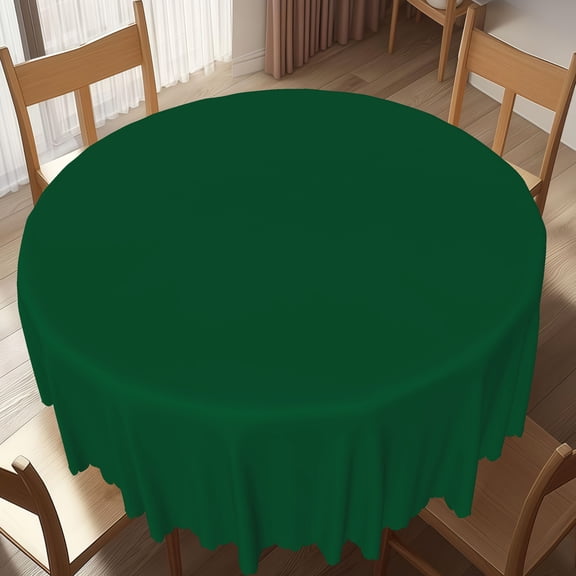 Nanqianyi Deep Green Solid Color Round Tablecloth 60 inch Waterproof & Oil Table Cloth For Party Decor