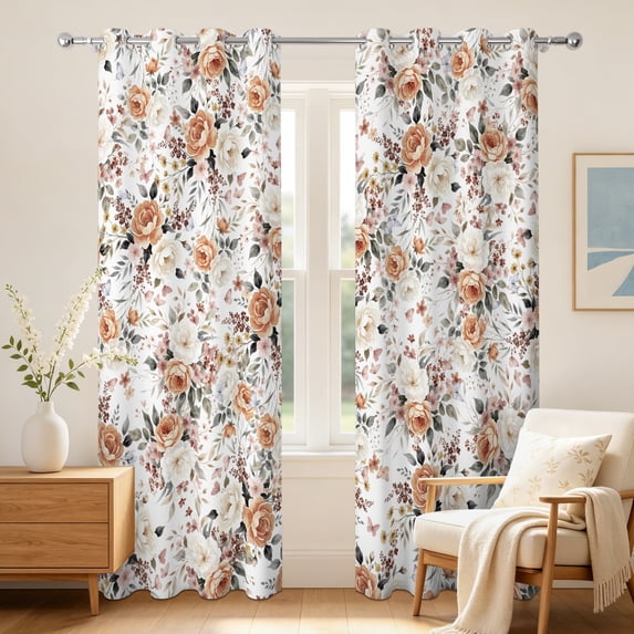 Nanqianyi Floral Blackout Curtains For Bedroom LiVing Room,2 Panels,52x63 Inch,Thermal Insulated Light Blocking Window Drapes