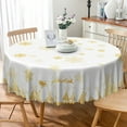thumbnail image 1 of Nanqianyi Gold Snowflake Christmas Tablecloth Round 60 Inch, Waterproof Wrinkle White Table Cover for Party Dinner XMAS Decoration, 1 of 10