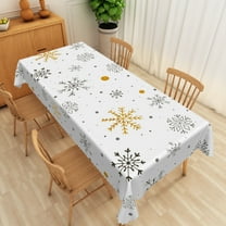 Nanqianyi Golden Snowflakes Tablecloth Christmas Tablecloth 60 x 102 inch, Rectangle Table Cover for Christmas Family Gathering