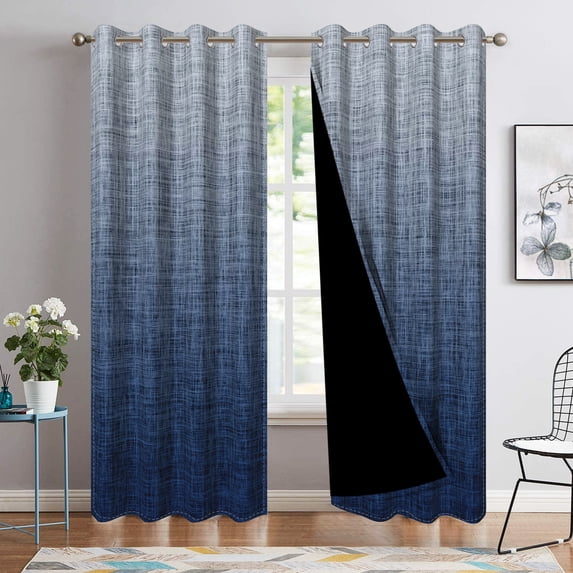Nanqianyi Gradient Blue Blackout Curtains With Grommet Drapes,2 Panels,42x96 inch,Room Darkening Thermal Insulated Window Curtains