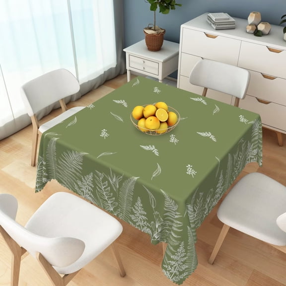 Nanqianyi Green Leaf Square Tablecloth 52x52 inch,Washable Table Cloth Cover for Dinner Kitchen Decor