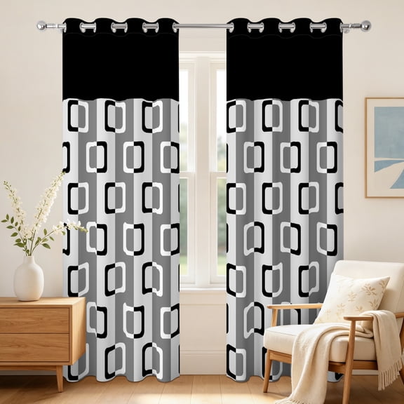 Nanqianyi Grey Geometric Blackout Curtains,2 Panels,Grommet Top,42x63 Inch,Thermal Insulated Window Drapes