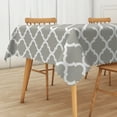 thumbnail image 1 of Nanqianyi Grey Tablecloth Rectangle 54" x 72", White Geometric Pattern Printed, Waterproof Table Cloth for Kitchen Dining Tabletop, 1 of 6