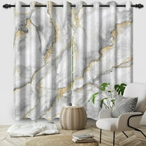 Nanqianyi Grey White Marble Patterned Blackout Curtains For Bedroom and Living Room, 42"W x 84"L x2, Grommet Rod Pocket Drapes