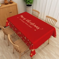 Nanqianyi Merry Christmas Rectangle Tablecloth - Red Ball XMAS Tree Table Cloths for Christmas New Year Holiday Party Decorations, 60x84 inch, Red