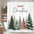 thumbnail image 1 of Nanqianyi Merry Christmas Shower Curtain,Snowy Pine Tree Winter Farmhouse Waterproof Bathroom Decor,with Hooks,60 W x72 H Inch, 1 of 7