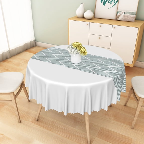 Nanqianyi Modern Geometric Stripe Round Tablecloth,60 Inch, Waterproof Stain Resistant Table Cover For Kitchen Dining Room
