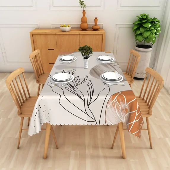 Nanqianyi Modern Geometric Tablecloth for Kitchen Dining,60x70 Oil-resistant Stain Proof Rectangular Table Cover