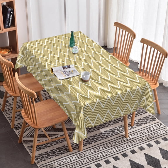 Nanqianyi Olive Chevron Pattern Rectangle Tablecloth,70x60 Inch,Polyester Waterproof Oilproof Table Cover,Kitchen Dining Decor