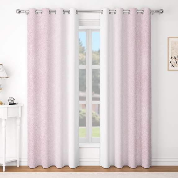 Nanqianyi Ombre Pink Blackout Curtains,2 Panel Set,Thermal Insulated Grommet Top Window Drapes,42x96 Inch