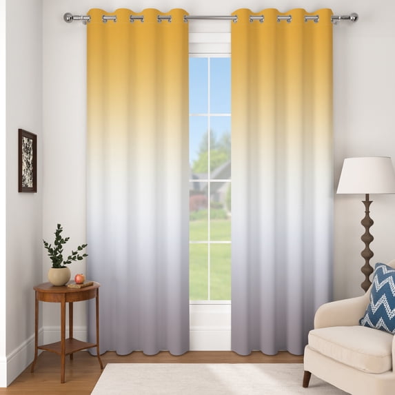 Nanqianyi Ombre Yellow Blackout Curtains for Bedroom Living Room,2‑Panel Set,Grommet Top,42x63 Inch