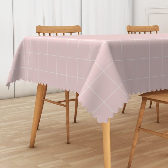 Nanqianyi Pink Checkered Rectangular Tablecloth for 60 x 102 inch, Waterproof Wipeable Table Cover for Kitchen Table, Indoor and Outdoor