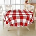 thumbnail image 1 of Nanqianyi Red Checkered Round Tablecloth 60 Inch, Washable Polyester Table Cloth for Dining Room Party Outdoor Picnic, 1 of 9