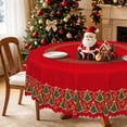 thumbnail image 1 of Nanqianyi Red Christmas Tree Round Tablecloth,60 Inch,Washable Table Cover for Holiday Dining Decor, 1 of 6