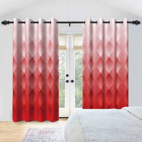 Nanqianyi Red Rhombus Design Blackout Curtains 52x84 inch, Top Grommet Drapes for Bedroom/Living Room, Set of 2