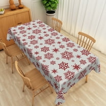 Nanqianyi Red Snowflake Christmas Tablecloth 60 x 102 inch, Washable Wrinkle Winter Festive Table Cover for Christmas Family Gathering