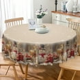 thumbnail image 1 of Nanqianyi Round 70'' Christmas Tablecloth Winter Snowman Elk Gifts for Xmas Festival Kitchen Table Cloth Decor, 1 of 9