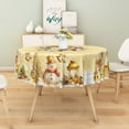 thumbnail image 1 of Nanqianyi Round 70'' Yellow Tablecloth Christmas Wreath Snowman Xmas Tree Circle Table Cloth for Kitchen Dinner, 1 of 9