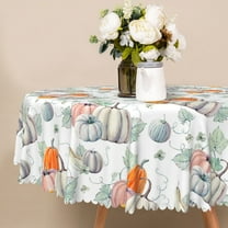Nanqianyi Round Tablecloth 60 inch, Autumn Pumpkins Pattern For Washable Table Cloth Cover, Kitchen Dinner Decoration